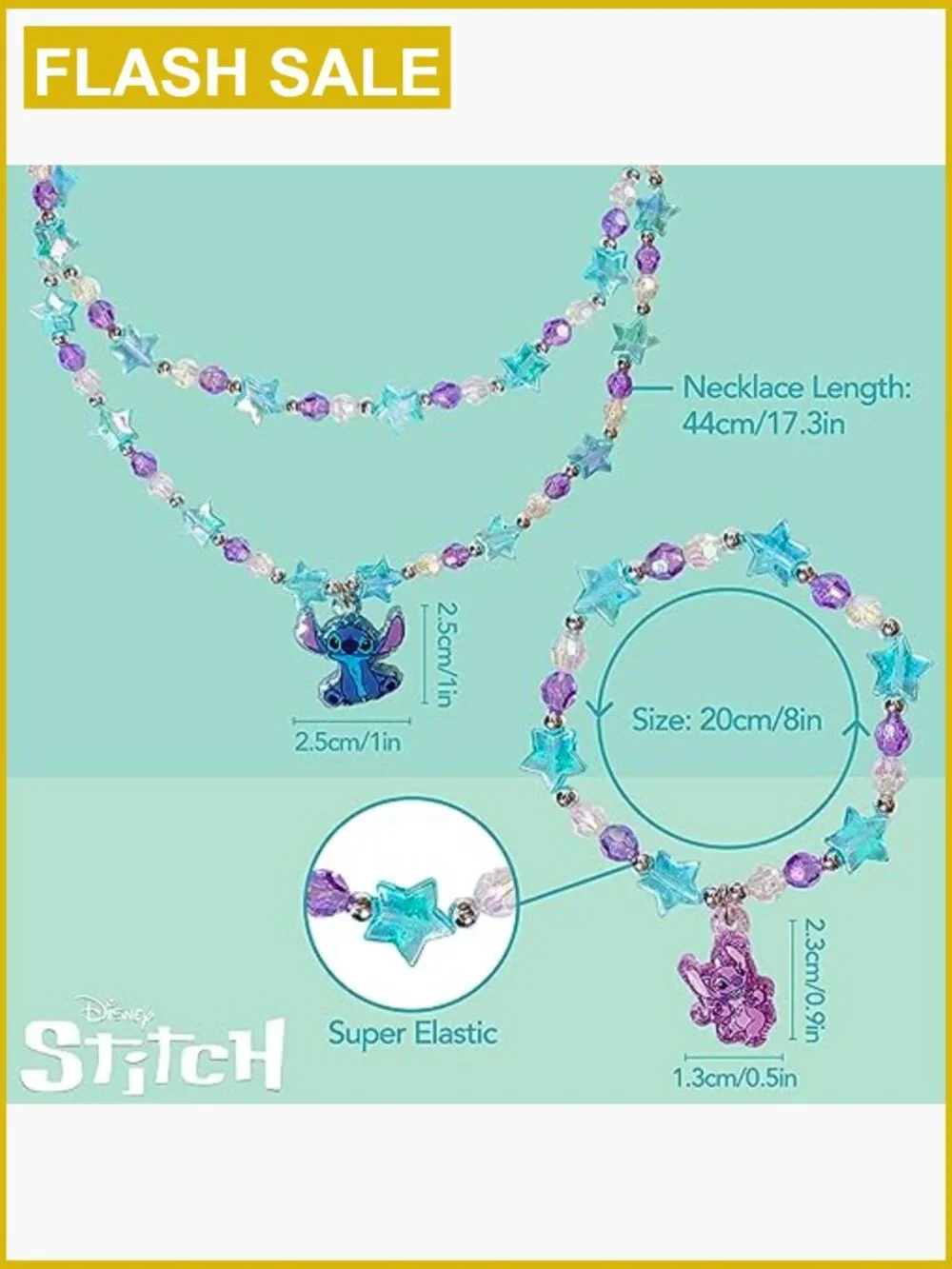 3-Piece Jewelry Set with Beaded Necklace, Bracelet & Ring for Toddler Girls